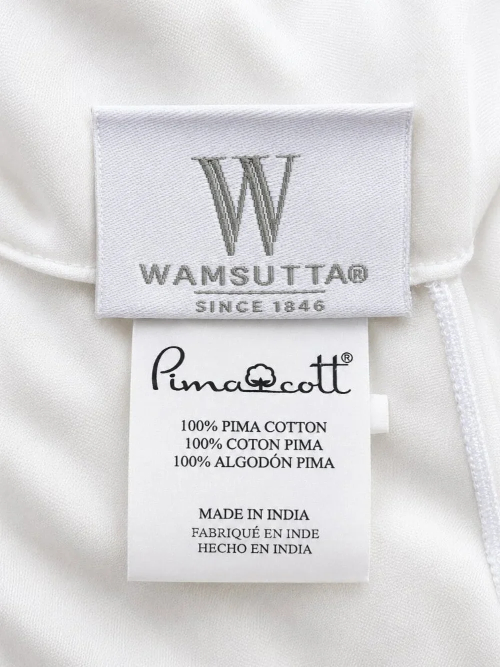 Wamsutta PimaCott 2 Standard Pillowcases White 100% Pima Cotton Made in India